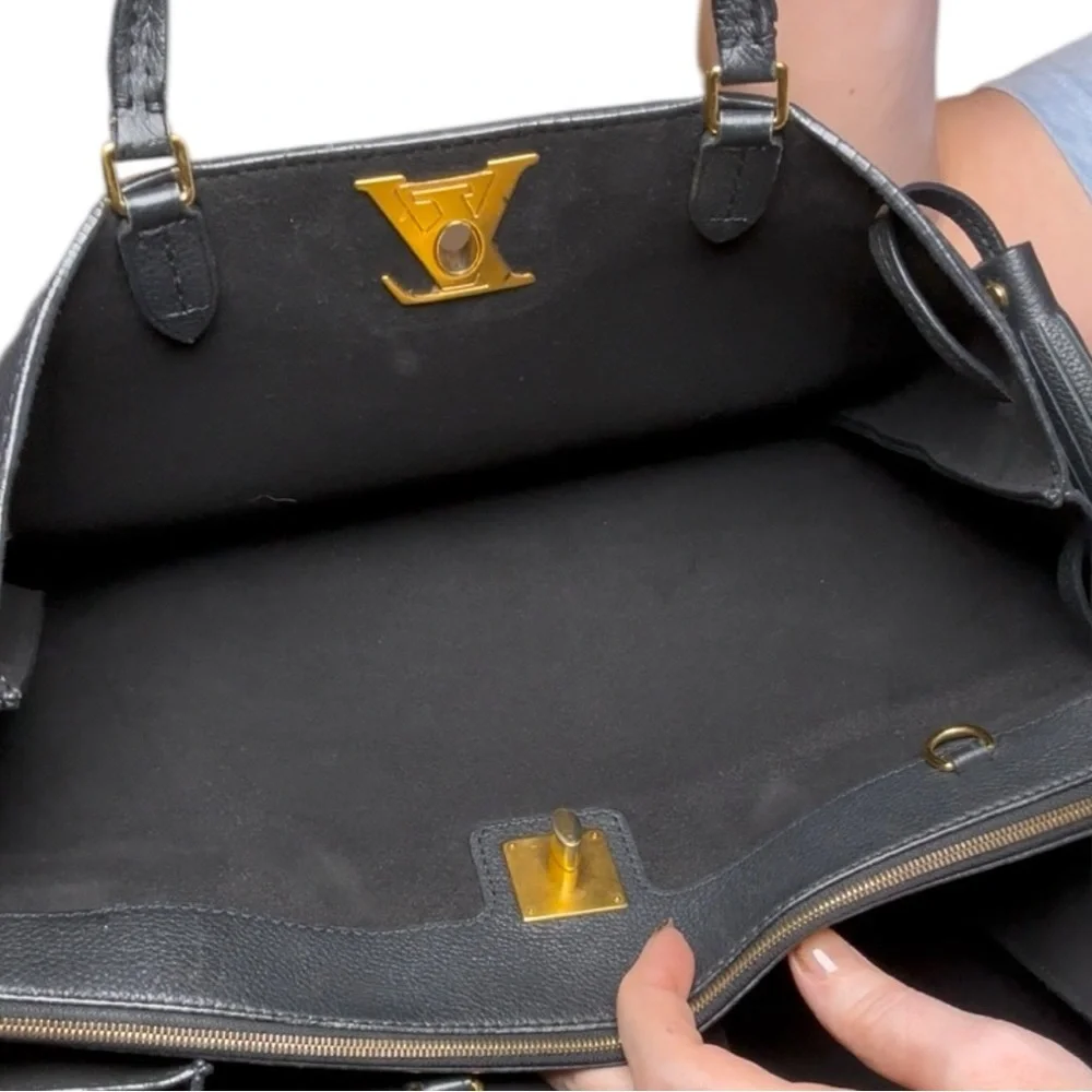 Louis Vuitton Lockmeto tote in black grained calfskin leather